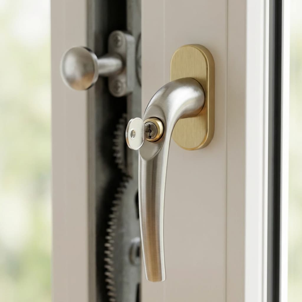 Sicherer Fenstergriff mit Schloss und Pilzkopfverriegelung