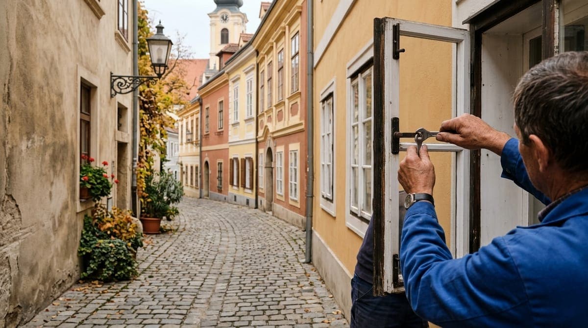 Fensterservice Mödling – Fensterreparatur an Bürgerhaus-Fenstern in der Mödlinger Altstadt
