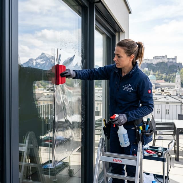 Fachgerechtes Anbringen von hitzereduzierender Sonnenschutzfolie auf Fensterglas